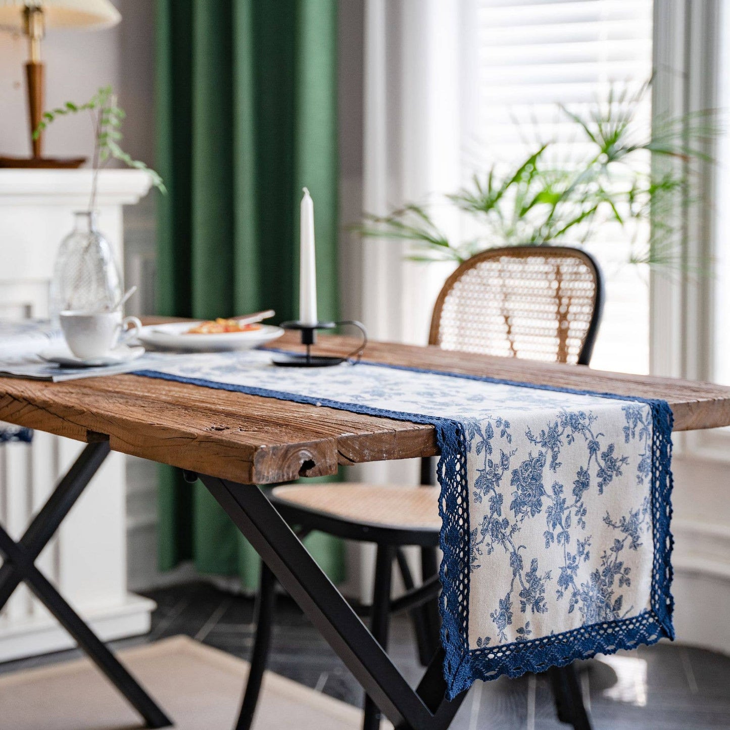 Blue Floral Table Runner