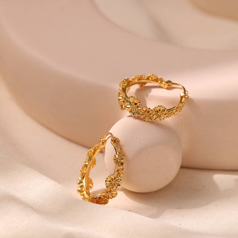 Flower Hoop Earrings