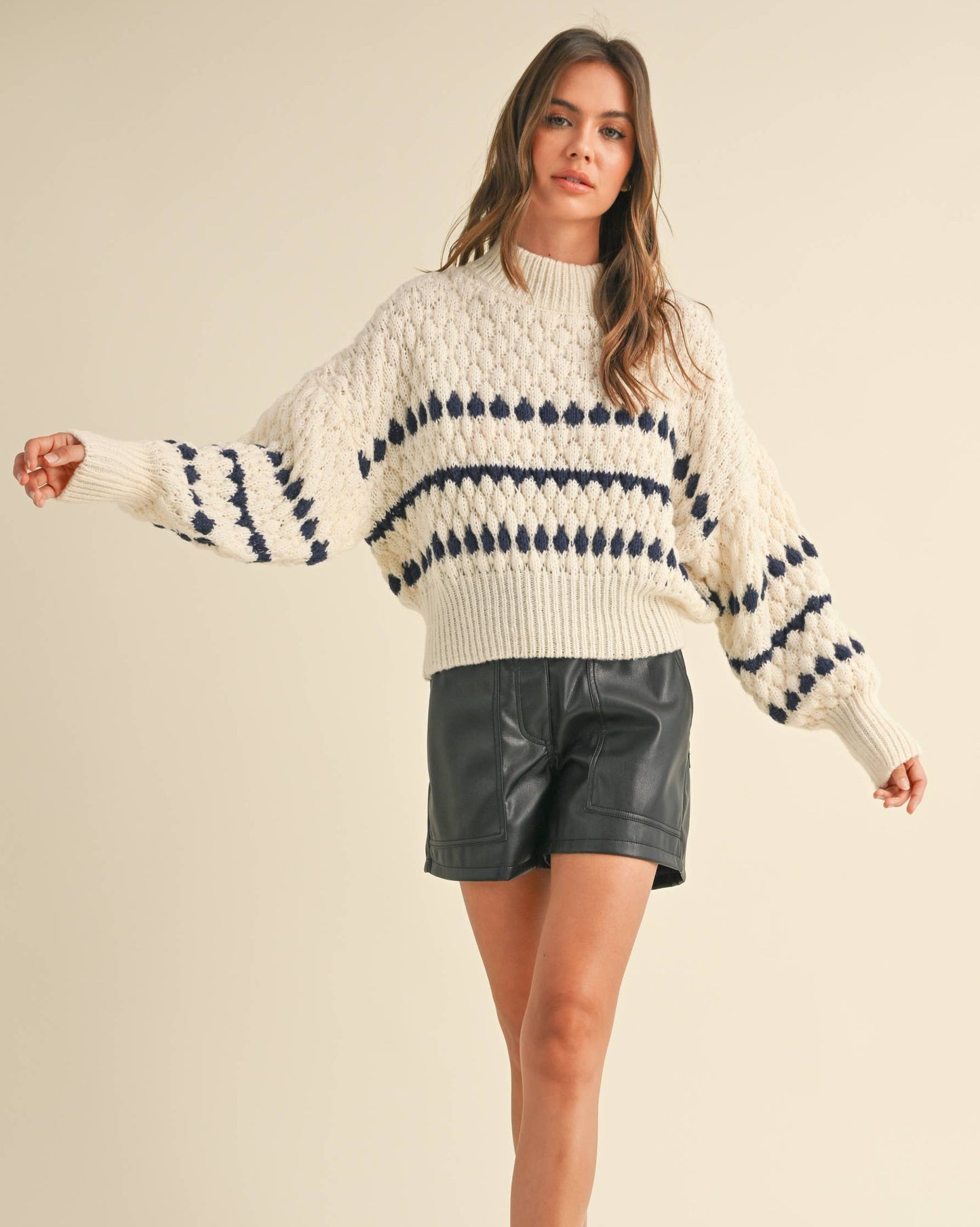 Navy + Cream Knit Sweater