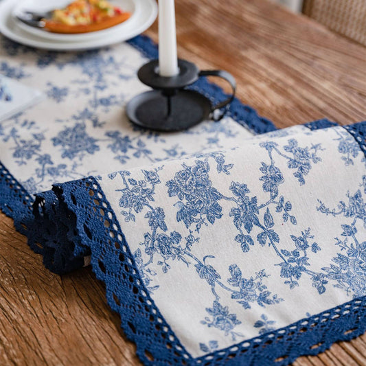 Blue Floral Table Runner