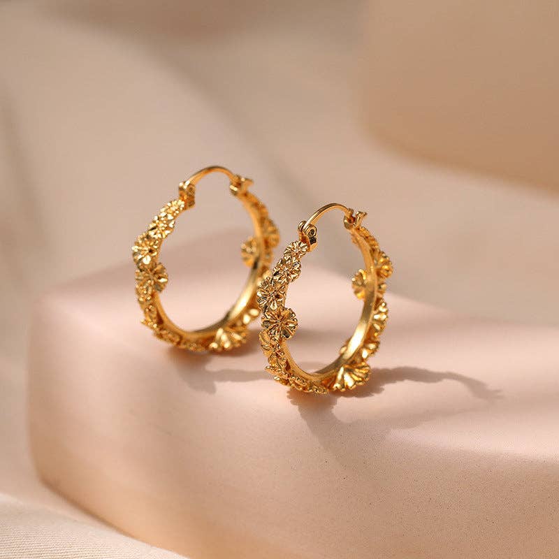 Flower Hoop Earrings