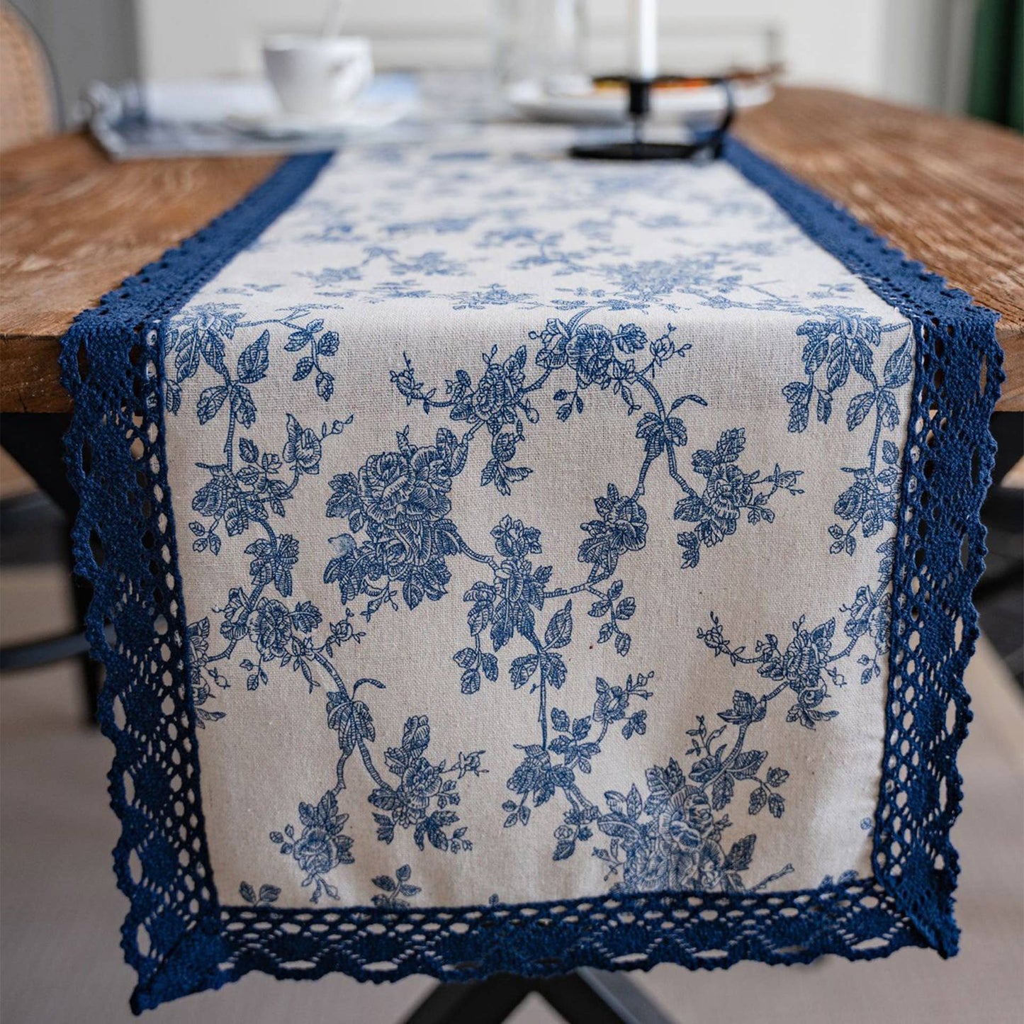 Blue Floral Table Runner
