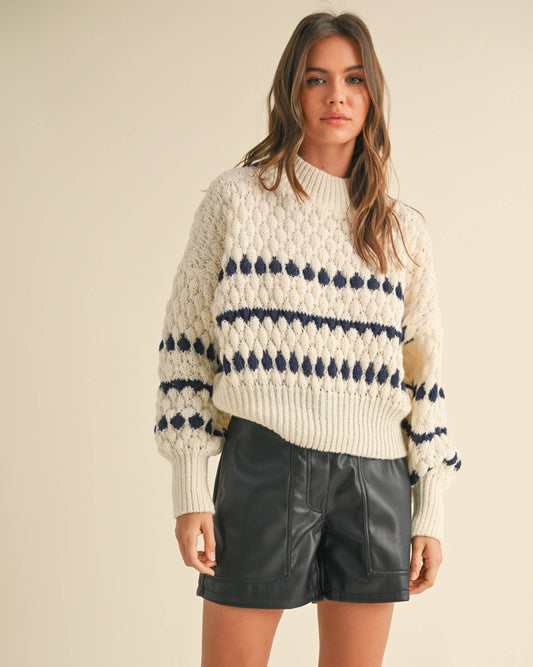 Navy + Cream Knit Sweater