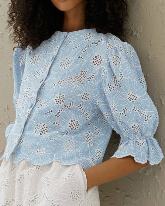 Baby Blue Eyelet Blouse