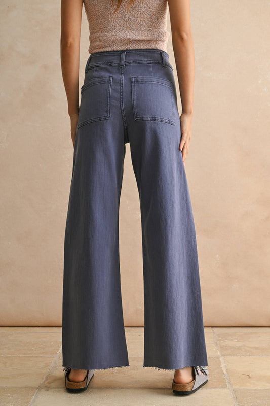 Blue Wide Leg Denim Pants