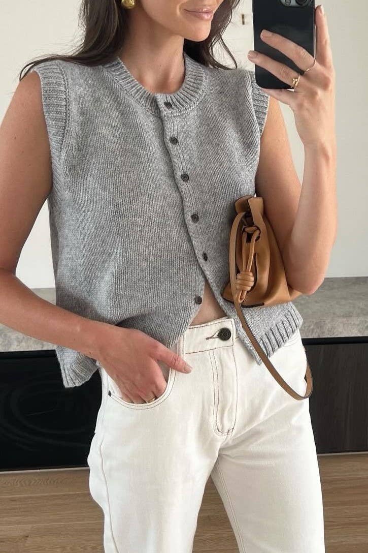 Grey Knit Sweater Vest