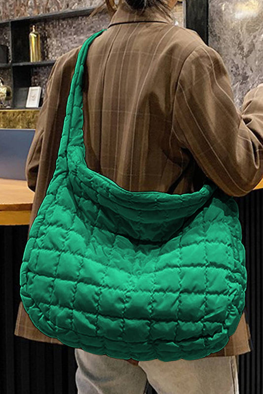 Green Quilted Shoulder Bag