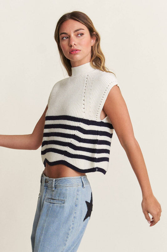 Stripe Sleeveless Sweater