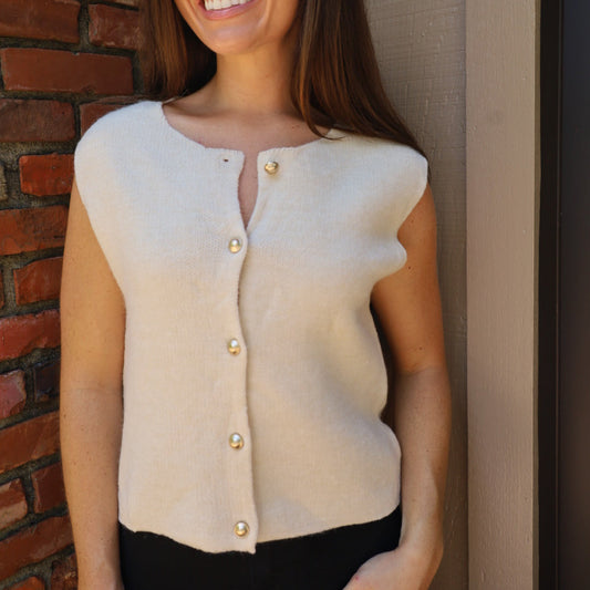 Beige Vest with Gold Buttons