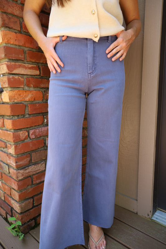Blue Wide Leg Denim Pants