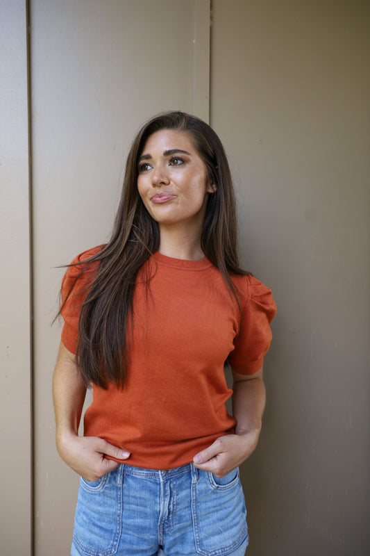 Puff Sleeve Knitted Sweater