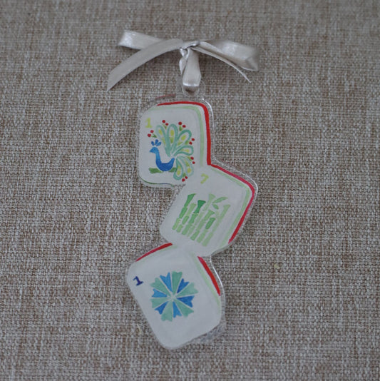 Merry Mahjong Watercolor Acrylic Ornament