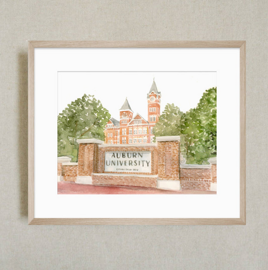 Auburn Sign + Samford Hall Print