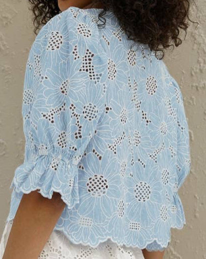 Baby Blue Eyelet Blouse