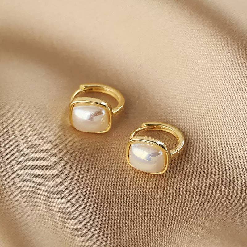Pearl Vintage Hoop Earrings