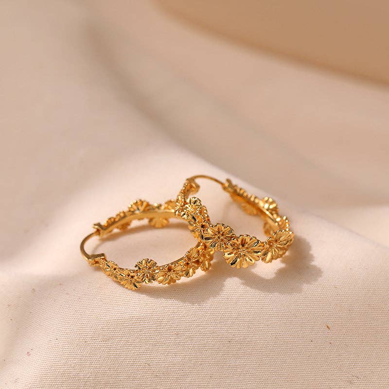 Flower Hoop Earrings
