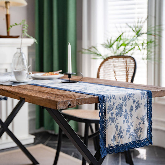 Blue Floral Table Runner