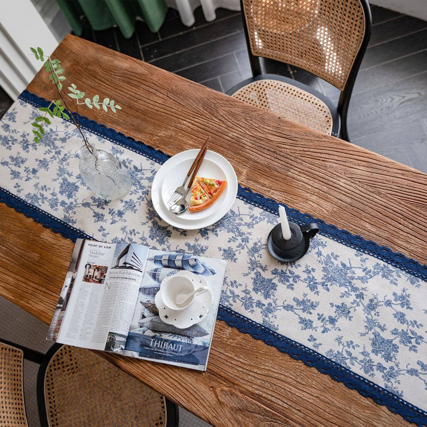 Blue Floral Table Runner