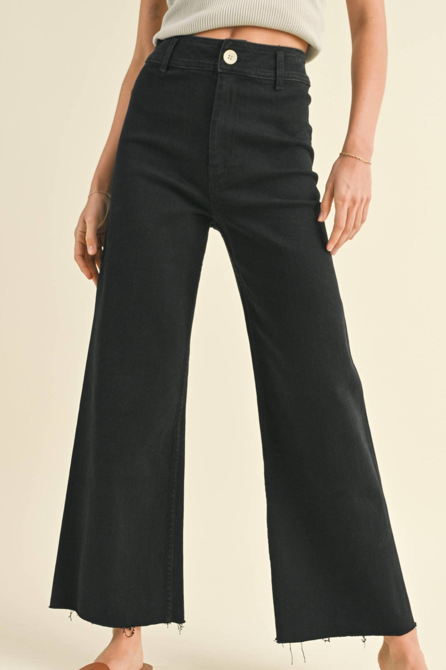 Black Wide Leg Denim Pants