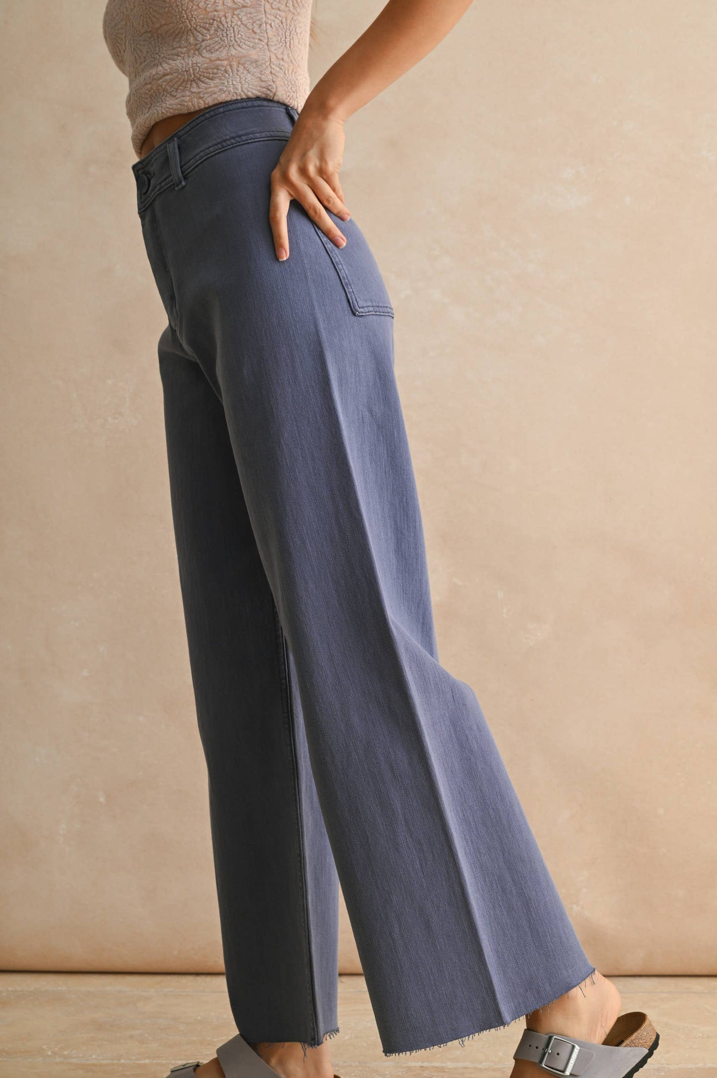 Blue Wide Leg Denim Pants