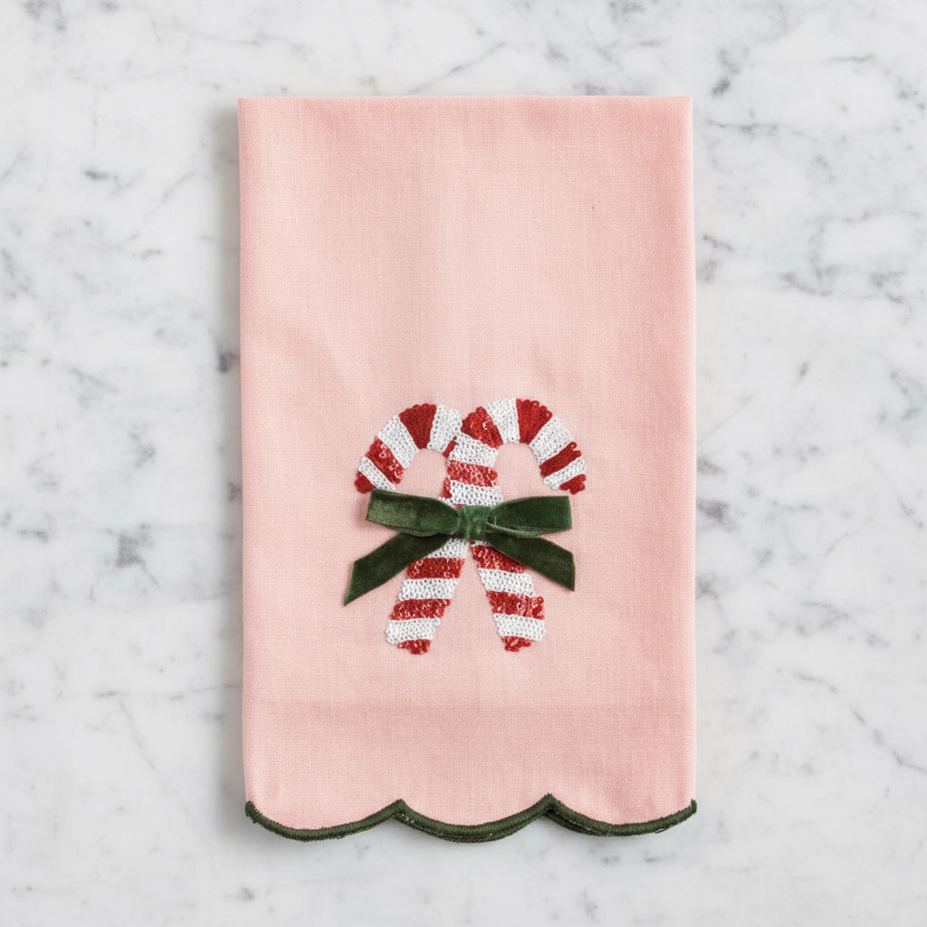 Sequin Candy Cane Tea Towel