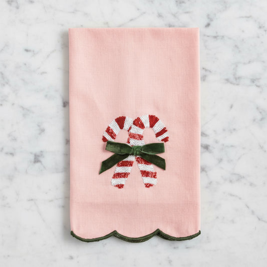 Sequin Candy Cane Tea Towel