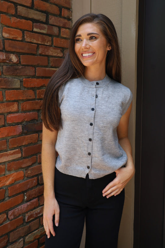 Grey Knit Sweater Vest