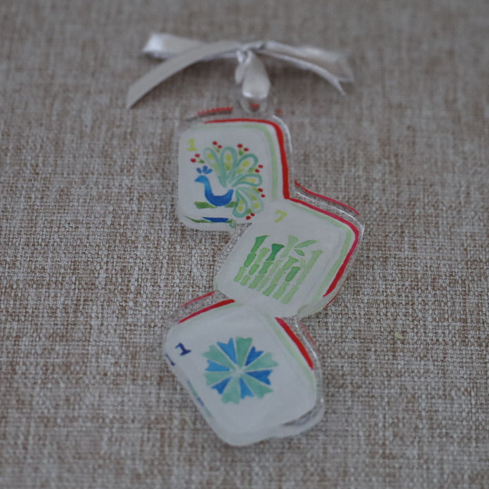 Merry Mahjong Watercolor Acrylic Ornament