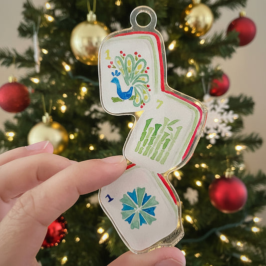 Merry Mahjong Watercolor Acrylic Ornament